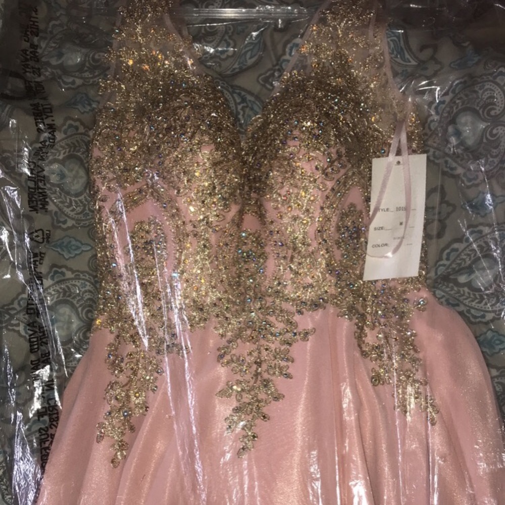 Gold and Pink Prom Dress